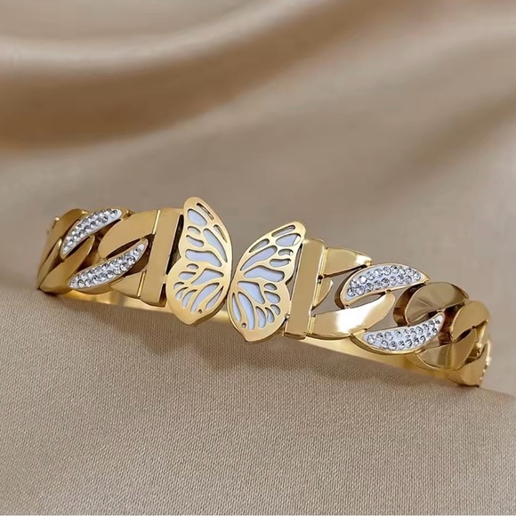 Undefined Jewelry - Chunky Butterfly Stainless Steel Bangle Bracelet New